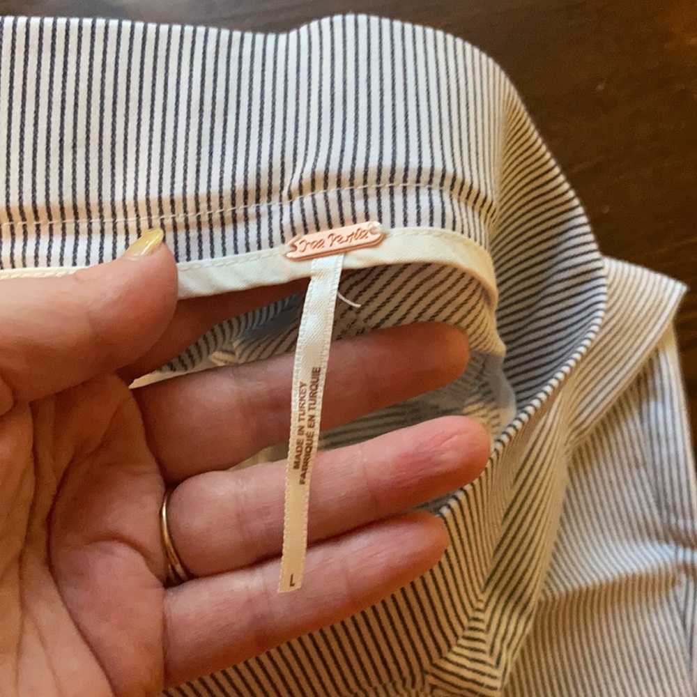 Free People Pinstripe Navy and White Trouser Pants - Picture 5 of 8